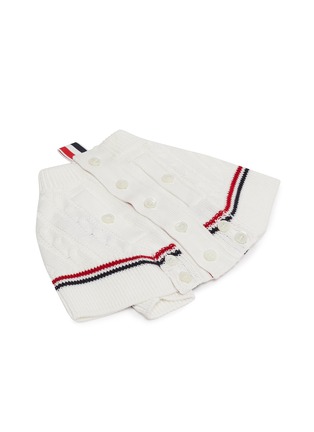  - THOM BROWNE - Fur pom pom pebble grain leather rabbit bag with knit sweater