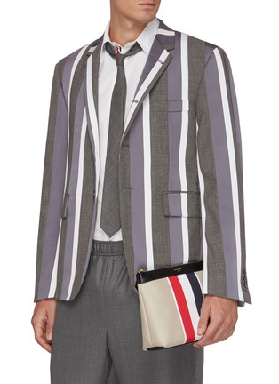 Figure View - Click To Enlarge - THOM BROWNE  - Tricolour stripe canvas toiletry pouch