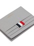 Detail View - Click To Enlarge - THOM BROWNE  - Tri-colour diagonal embroidered pebble grain cardholder