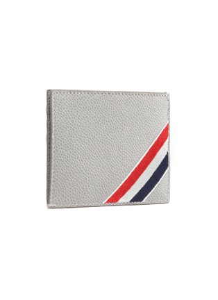 Figure View - Click To Enlarge - THOM BROWNE  - Tri-colour diagonal embroidered pebble grain cardholder