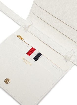 Detail View - Click To Enlarge - THOM BROWNE  - Tricolour Diagonal Stripe Leather Cardholder with Crossbody Strap
