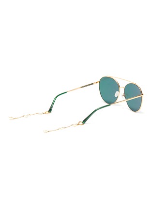 Figure View - Click To Enlarge - FOR ART'S SAKE - Yoyo' Pearl Chain Detail 12k Gold-pleated Frame Aviator Sunglasses