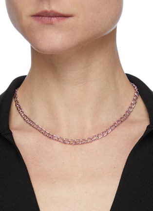Figure View - Click To Enlarge - GAVIRIA - Hearts clasp 18K gold plated pink link chain necklace