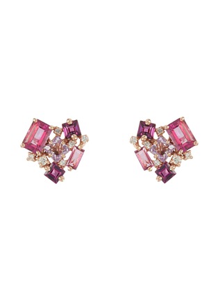 Main View - Click To Enlarge - SUZANNE KALAN - Amalfi' diamond topaz rhodolite 14k gold earrings