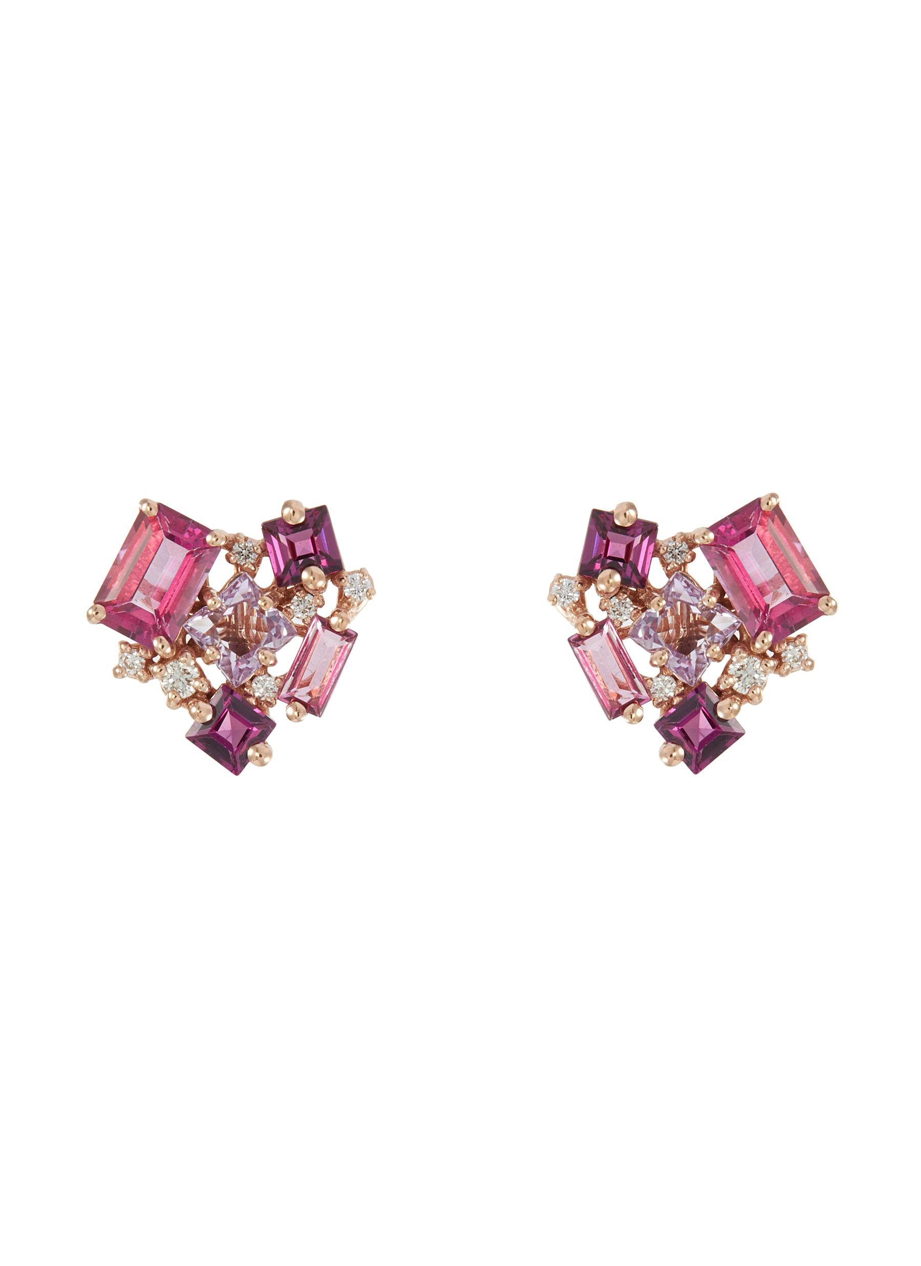 Suzanne Kalan Amalfi' Diamond Topaz Rhodolite 14k Gold Earrings