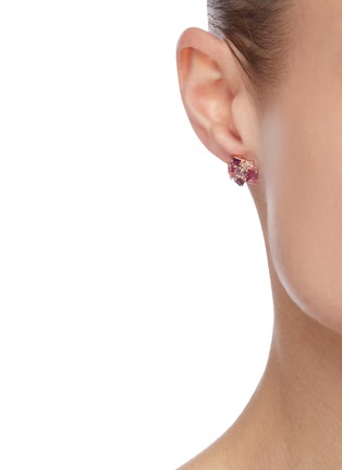 Figure View - Click To Enlarge - SUZANNE KALAN - Amalfi' diamond topaz rhodolite 14k gold earrings