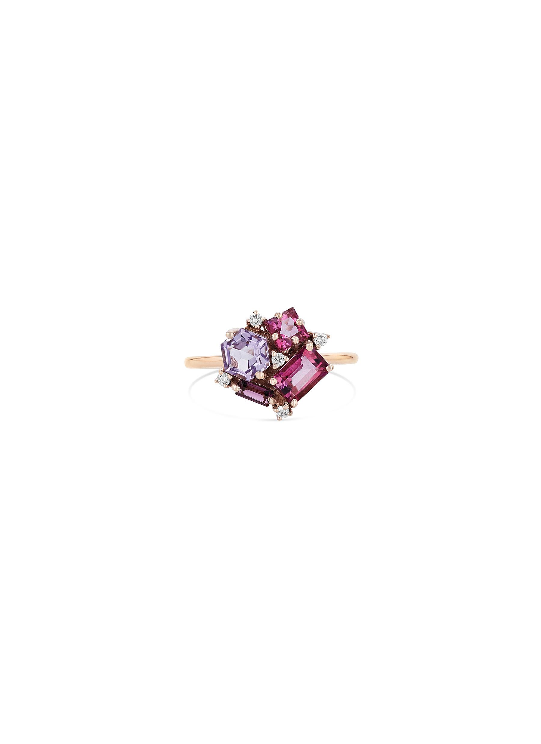 Suzanne Kalan 'blossom' Diamond Topaz Rhodolite 14k Rose Gold Ring