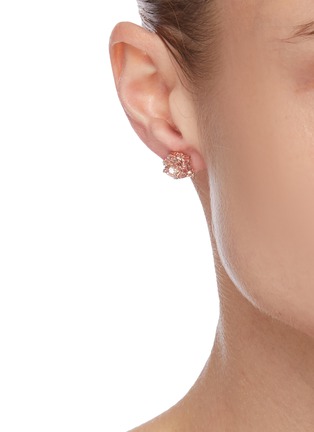 Figure View - Click To Enlarge - SUZANNE KALAN - 'Blossom' diamond topaz 14k rose gold earrings
