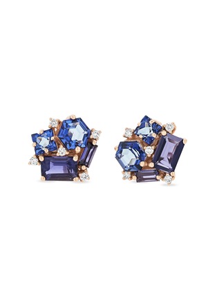 Main View - Click To Enlarge - SUZANNE KALAN - 'Blossom' diamond topaz iolite 14k rose gold earrings