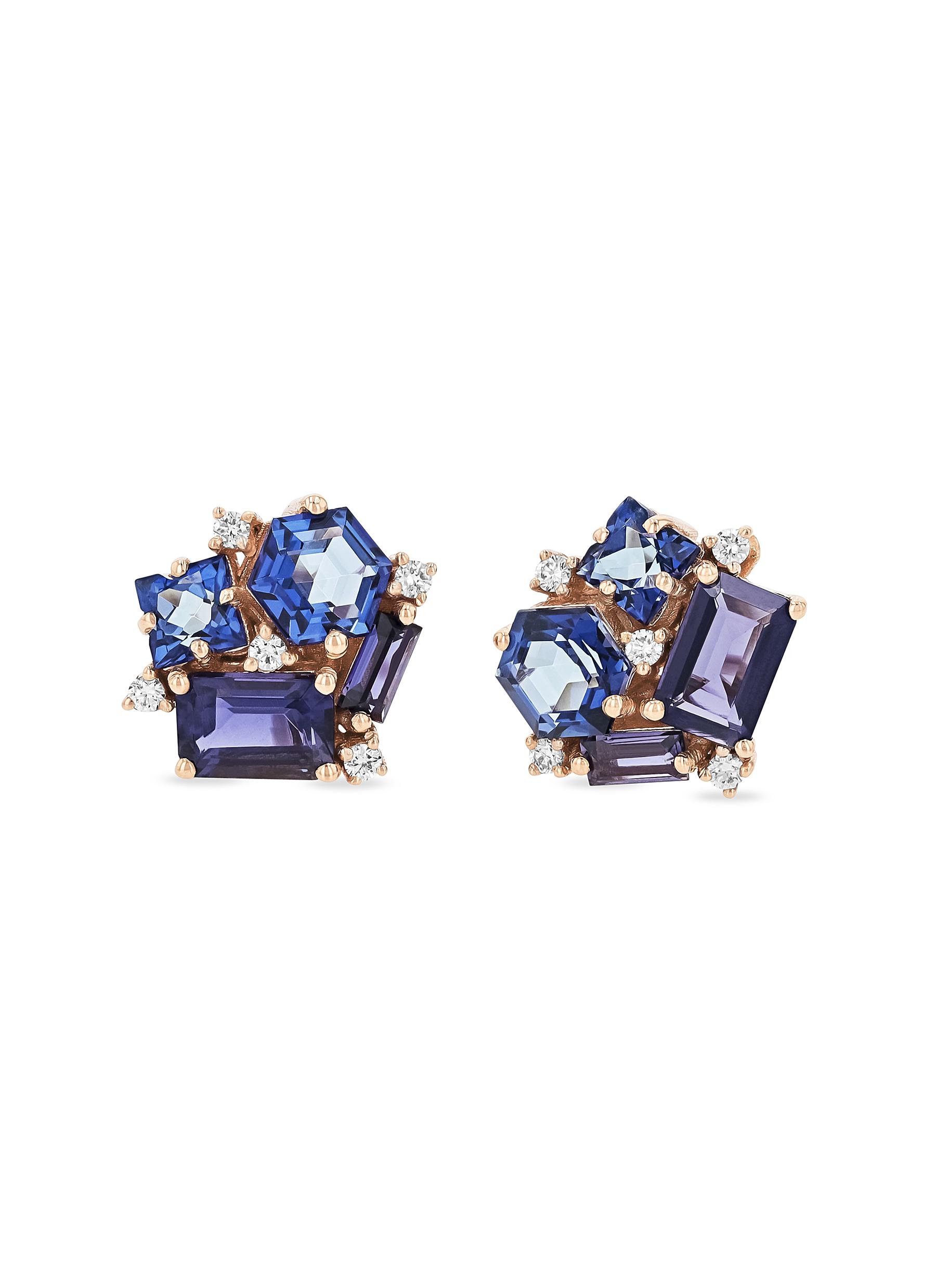 Suzanne Kalan 'blossom' Diamond Topaz Iolite 14k Rose Gold Earrings
