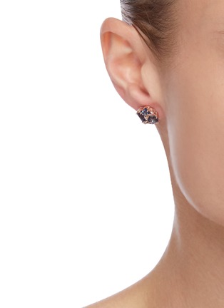 BLUE TOPAZ / IOLITES 'Blossom' diamond topaz iolite 14k rose gold earrings