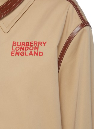  - BURBERRY - Leather trim logo print cotton gabardine blouson