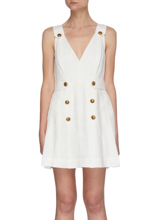 Main View - Click To Enlarge - ZIMMERMANN - 'The Lovestruck' Buttoned Sleeveless Pleat Mini Dress