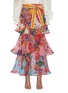 Main View - Click To Enlarge - ZIMMERMANN - 'The Lovestruck' Belted Paisley Floral Graphic Maxi Flounce Skirt