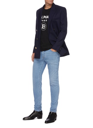 Figure View - Click To Enlarge - BALMAIN - Embroidered Logo Slim Jeans