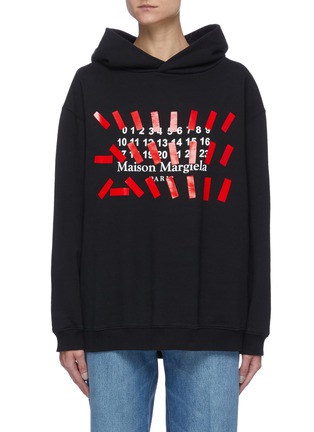 Main View - Click To Enlarge - MAISON MARGIELA - Tape print numerical logo oversized hoodie