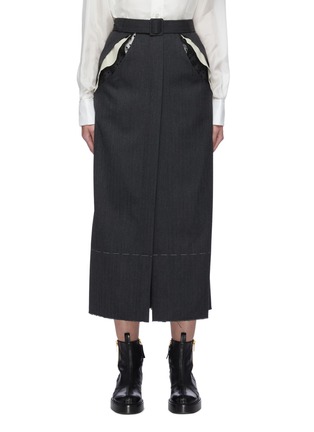 Main View - Click To Enlarge - MAISON MARGIELA - Contrast side pocket tweed herringbone maxi skirt