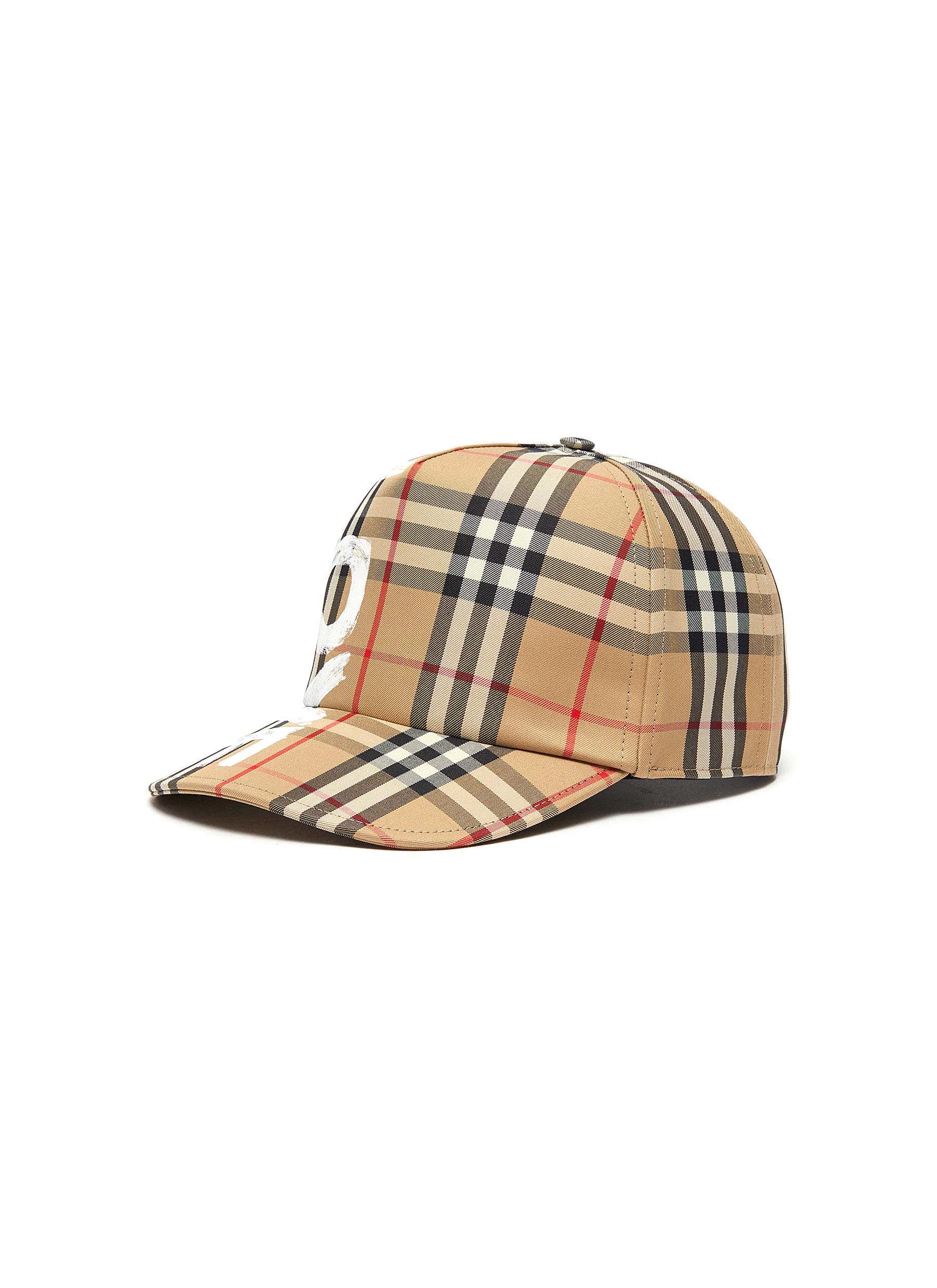 Love print vintage check baseball cap