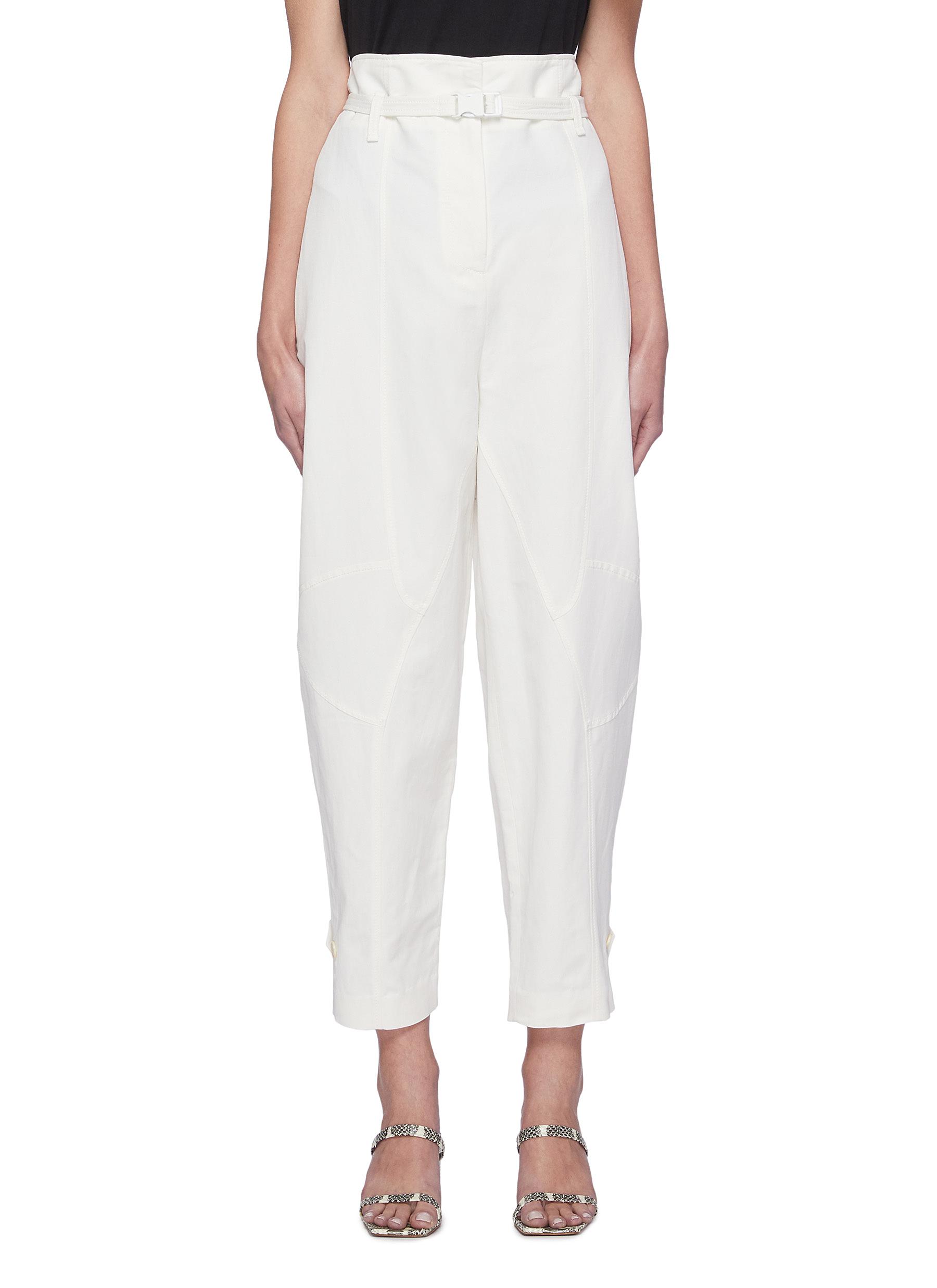 Stella Mccartney 'daisy' Diagonal Stitching Tapered Pants In Neutral