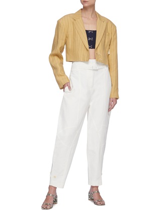 Figure View - Click To Enlarge - STELLA MCCARTNEY - 'Daisy' diagonal stitching tapered pants