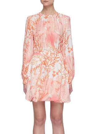 Main View - Click To Enlarge - STELLA MCCARTNEY - 'Amanda' coral print silk dress