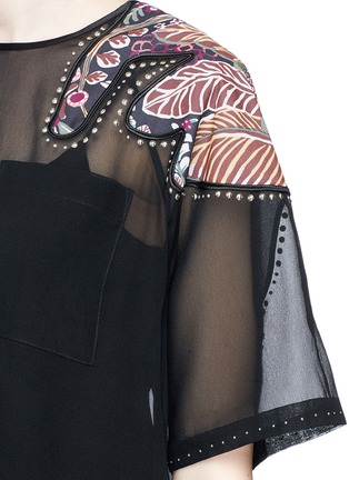Detail View - Click To Enlarge - 3.1 PHILLIP LIM - Floral patchwork sheer silk T-shirt