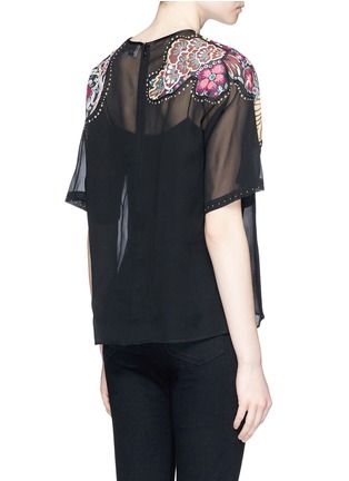 Back View - Click To Enlarge - 3.1 PHILLIP LIM - Floral patchwork sheer silk T-shirt