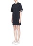 Front View - Click To Enlarge - 3.1 PHILLIP LIM - Striped poplin cuff French terry tunic