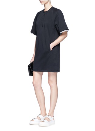 Figure View - Click To Enlarge - 3.1 PHILLIP LIM - Striped poplin cuff French terry tunic