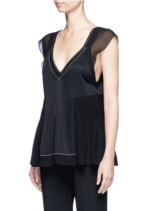 Front View - Click To Enlarge - 3.1 PHILLIP LIM - Pleated peplum hem jersey sleeveless top