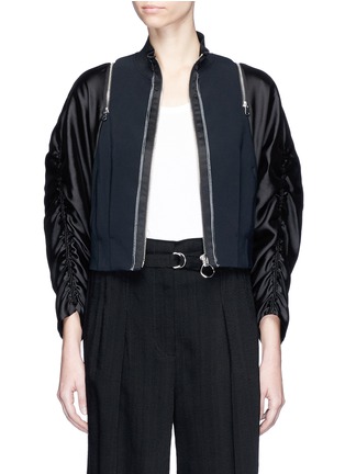 Main View - Click To Enlarge - 3.1 PHILLIP LIM - Ruched satin zip sleeve crepe jacket
