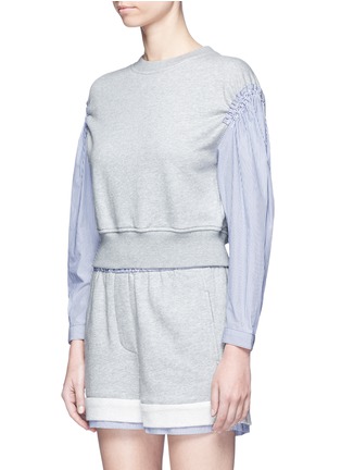 Front View - Click To Enlarge - 3.1 PHILLIP LIM - Pinstripe sleeve French terry sweatshirt
