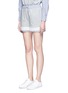 Front View - Click To Enlarge - 3.1 PHILLIP LIM - Stripe poplin trim French terry shorts
