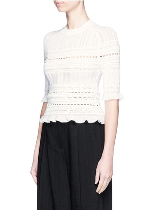 Front View - Click To Enlarge - 3.1 PHILLIP LIM - Ruffle trim pointelle lace sweater