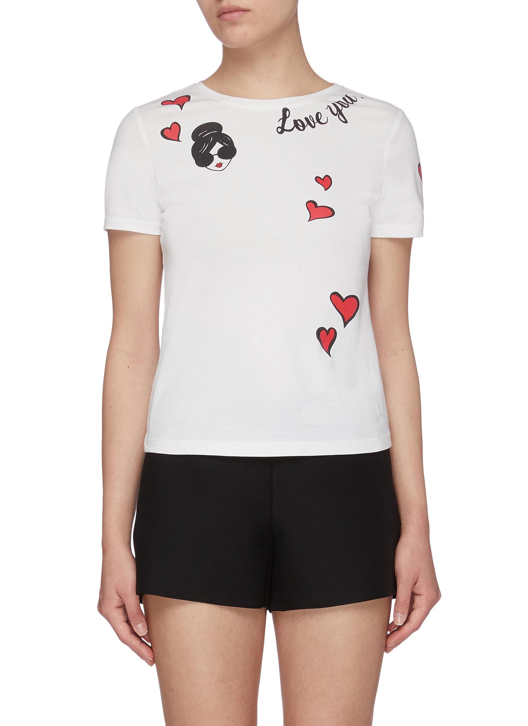 ALICE AND OLIVIA RYLYN' STACE FACE HEART GRAPHIC PRINT T-SHIRT