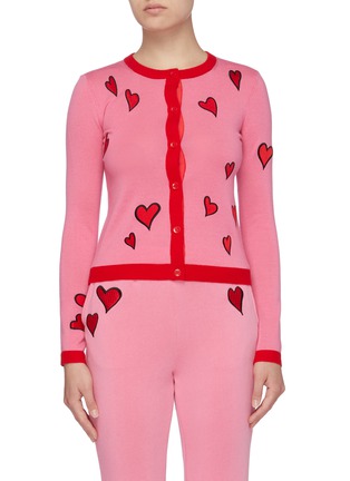 Main View - Click To Enlarge - ALICE & OLIVIA - Ruthy' Embroidered Heart Motif Cardigan