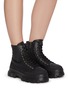 Figure View - Click To Enlarge - PEDDER RED - Hazel' Tread Platform Sole Leather Combat Boots