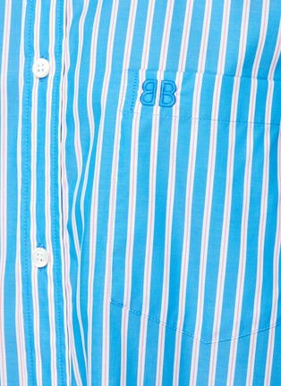  - BALENCIAGA - Logo Embroidered Patch Pocket Stripe Shirt