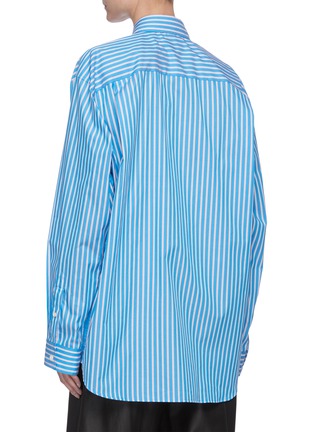 Back View - Click To Enlarge - BALENCIAGA - Logo Embroidered Patch Pocket Stripe Shirt