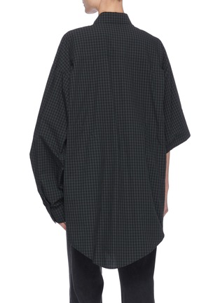 Back View - Click To Enlarge - BALENCIAGA - Asymmetric sleeve plaid shirt