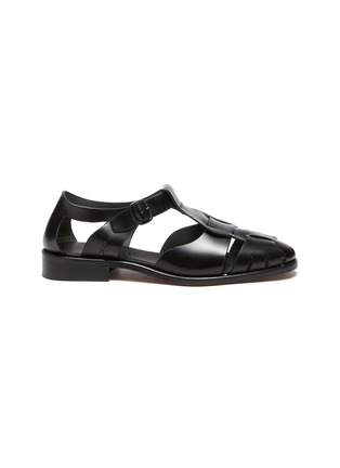 Main View - Click To Enlarge - HEREU - 'Pesca' Interlocking Panel Buckle Strap Leather Sandals