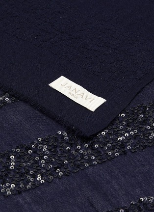 Detail View - Click To Enlarge - JANAVI - Sequin Embellished Stripe Cashmere Silk Blend Scarf