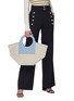 Figure View - Click To Enlarge - HEREU - Cala' Circular Leather Handle Small Canvas Tote