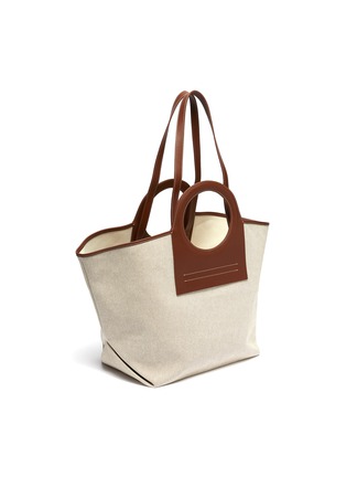 Detail View - Click To Enlarge - HEREU - 'Cala' Leather Top Handle Oversize Canvas Tote