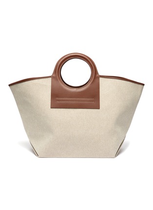 Main View - Click To Enlarge - HEREU - 'Cala' Leather Top Handle Oversize Canvas Tote