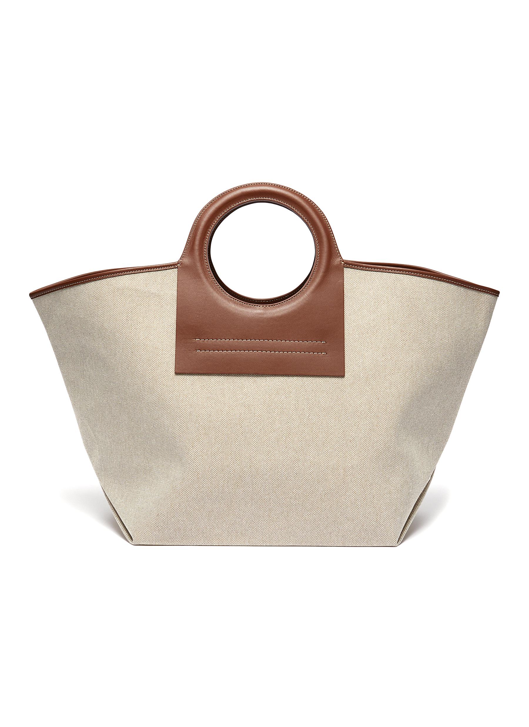 leather and canvas tote