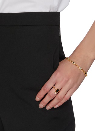 Figure View - Click To Enlarge - EJING ZHANG - Werveling' Black Stone Gold Plated Stud Open Ring