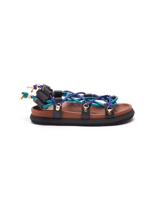 Main View - Click To Enlarge - SACAI - Drawcord Interweb Lace Up Sandals