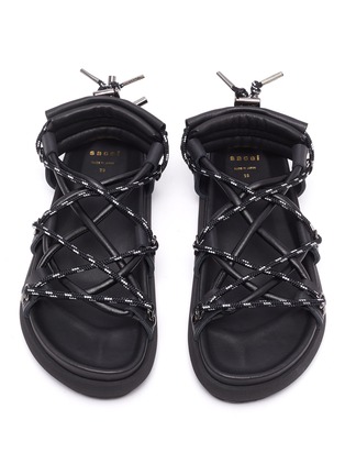 Detail View - Click To Enlarge - SACAI - Drawcord Interweb Lace Up Sandals