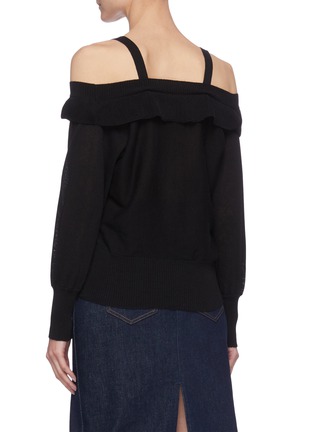 Back View - Click To Enlarge - PHILOSOPHY DI LORENZO SERAFINI - Ruffle Off Shoulder Logo Embroidered Top